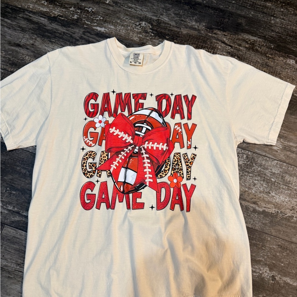Comfort Colors Game Day Red Football Graphic T‑Shirt